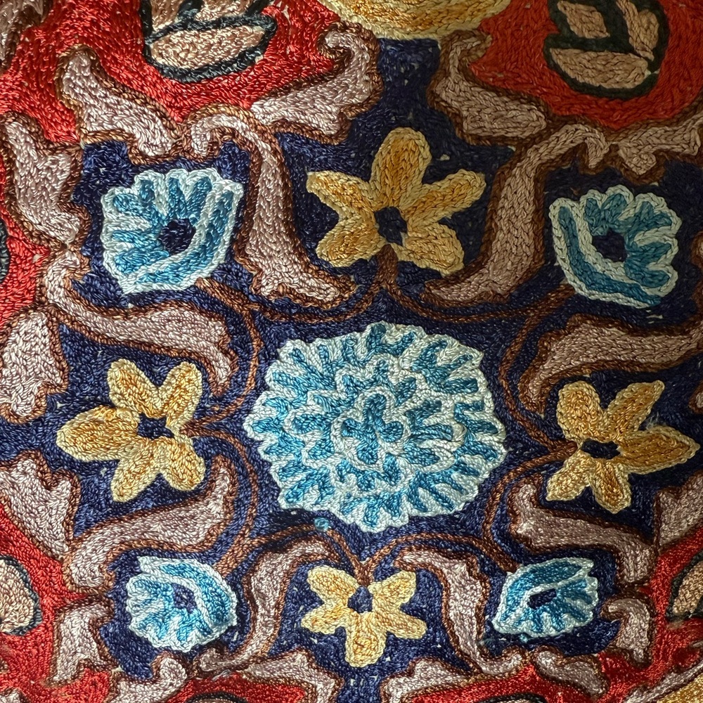 Colorful Silk Embroidered Cushion Cover - Picture 2 of 3